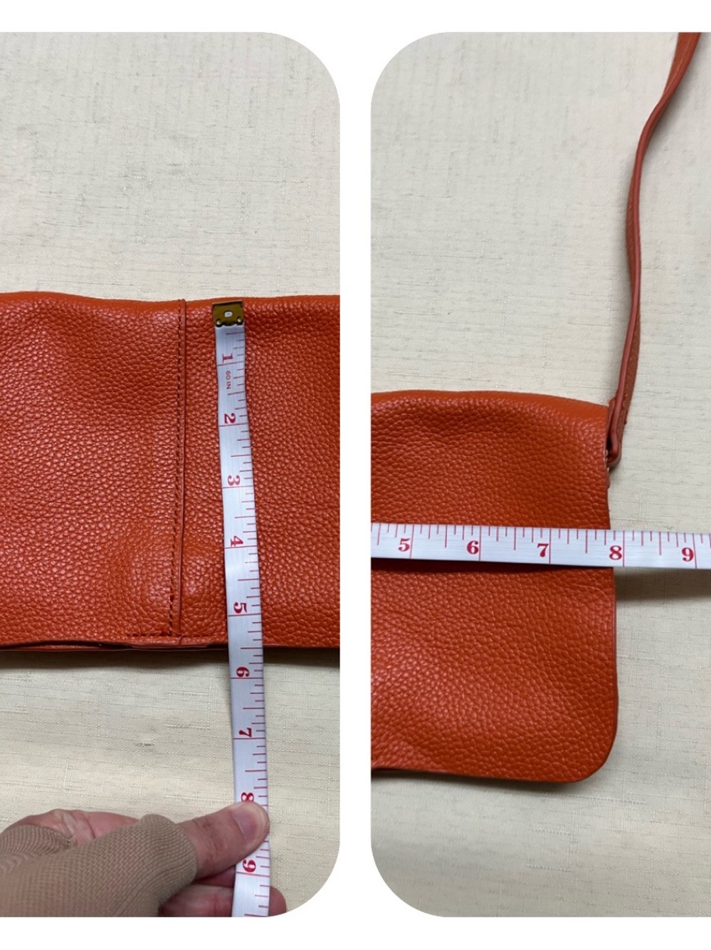 BTB Los Angeles small orange brown leather crossbody - Picture 9 of 14